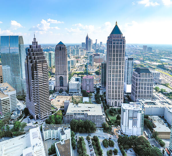 a photo of the many buildings in midtown atlanta